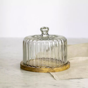 Grand Illusions Ribbed Cloche with Wooden Base